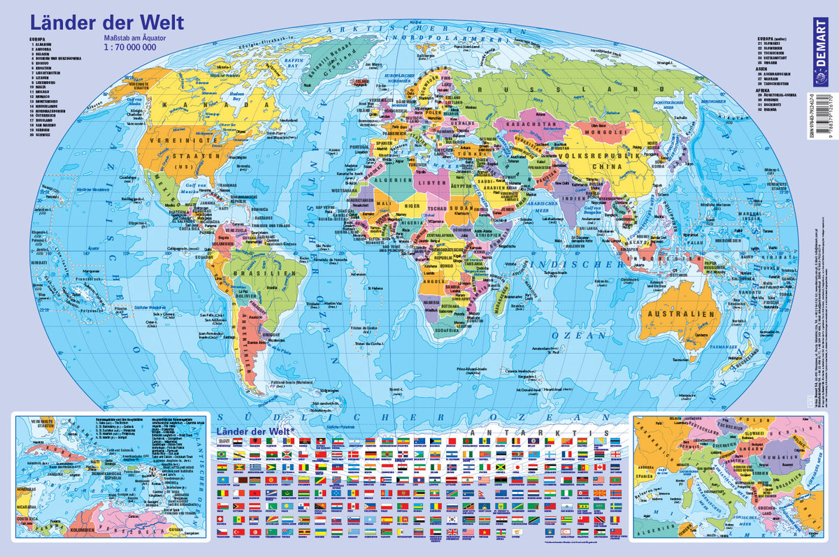 Podkładka Na Biurko Mapa Świat Polityczna/Länder Der Welt Schreibtischunterlage