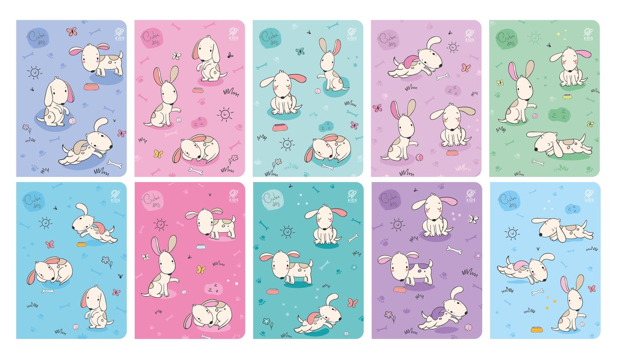 Zeszyt A5 16K Kratka Cute Dogs Pakiet 10 Szt.