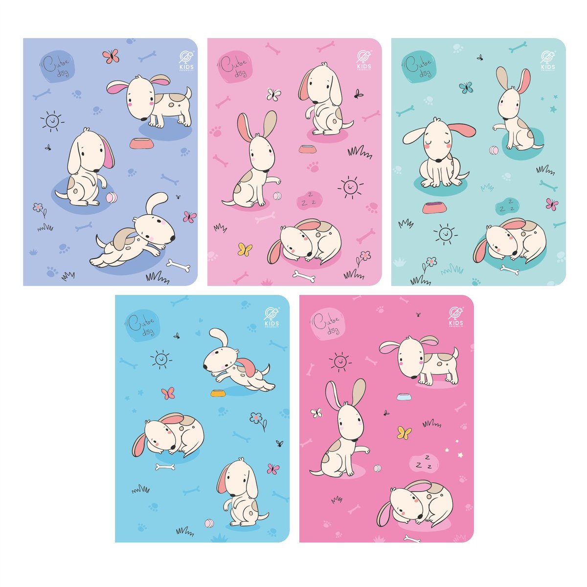 Zeszyt A5 32K 3-Linia Kolorowa Cute Dogs Pakiet 10Szt.
