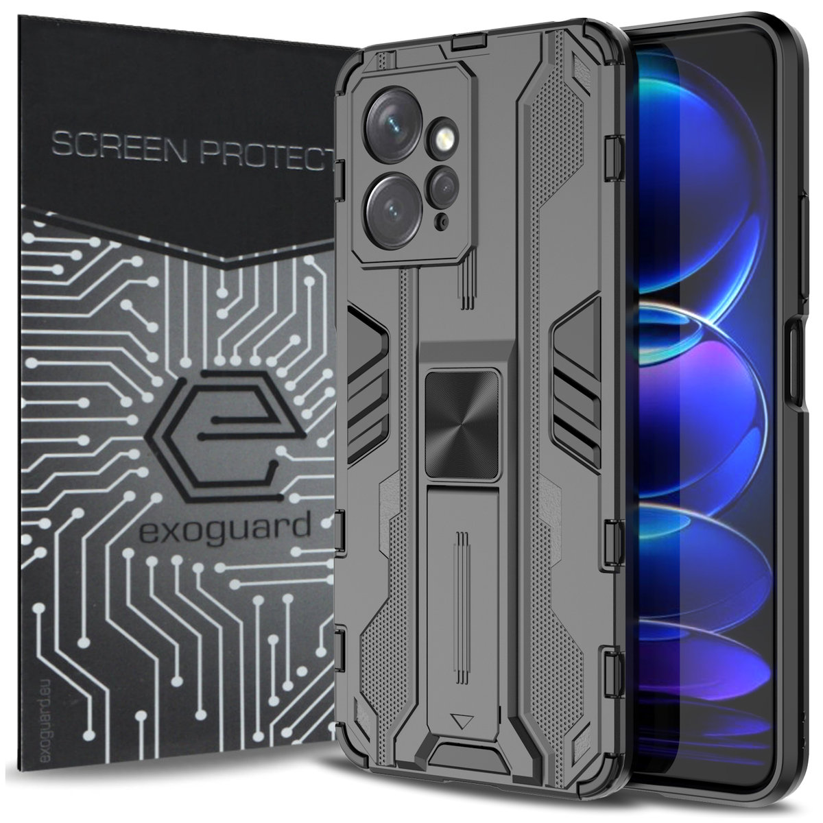 ETUI EXOGUARD SUPERSONIC + SZKŁO - XIAOMI REDMI NOTE 12 (4G) - PANCERNE CASE OBUDOWA FUTERAŁ