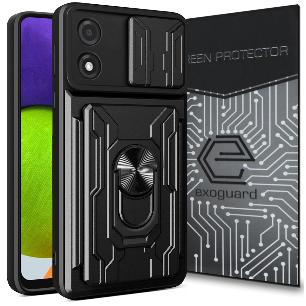 ETUI EXOGUARD CARDSHIELD + SZKŁO -  MOTOROLA MOTO E13 - PANCERNE CASE OBUDOWA FUTERAŁ RING
