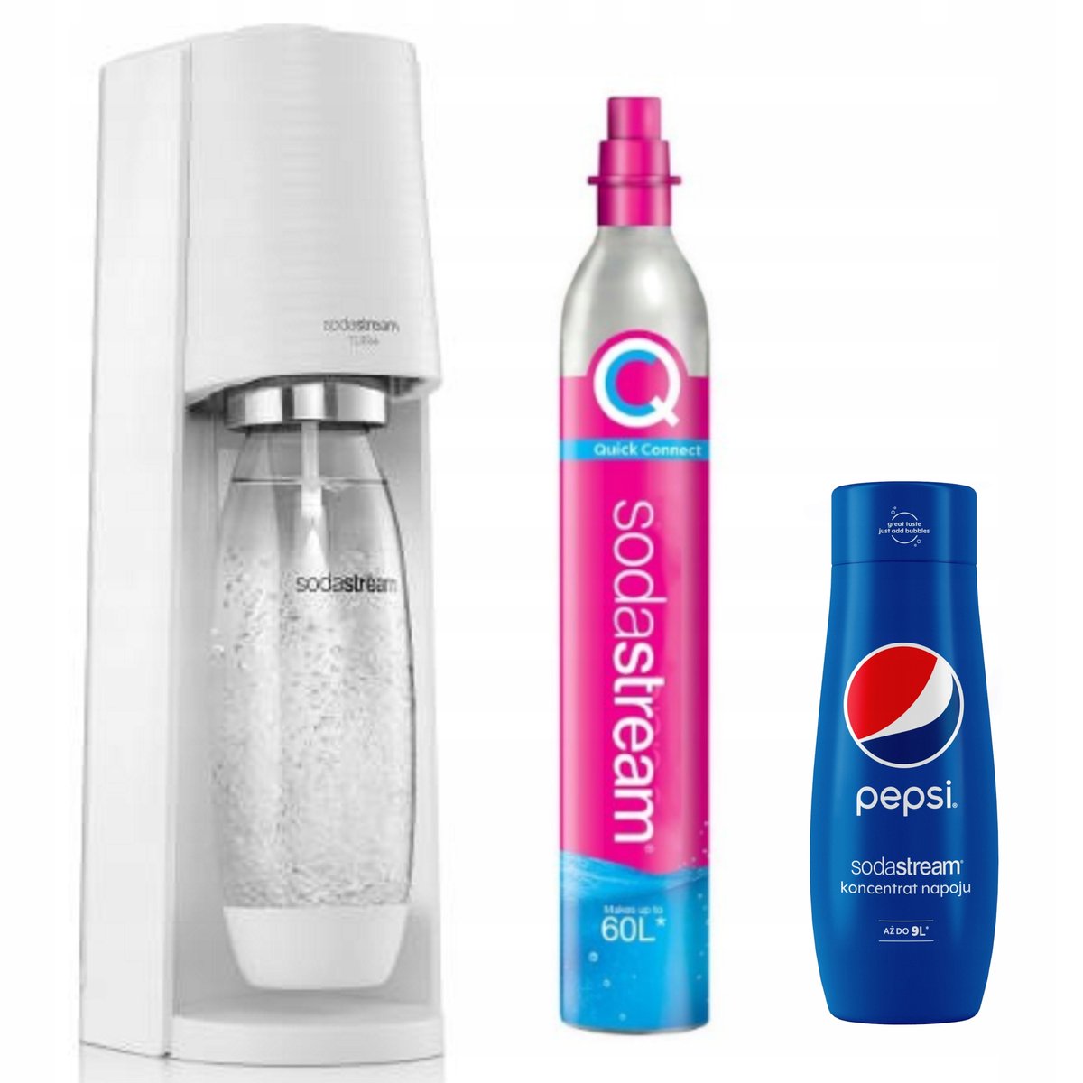 Saturator do wody SODASTREAM TERRA Biały + syrop Pepsi