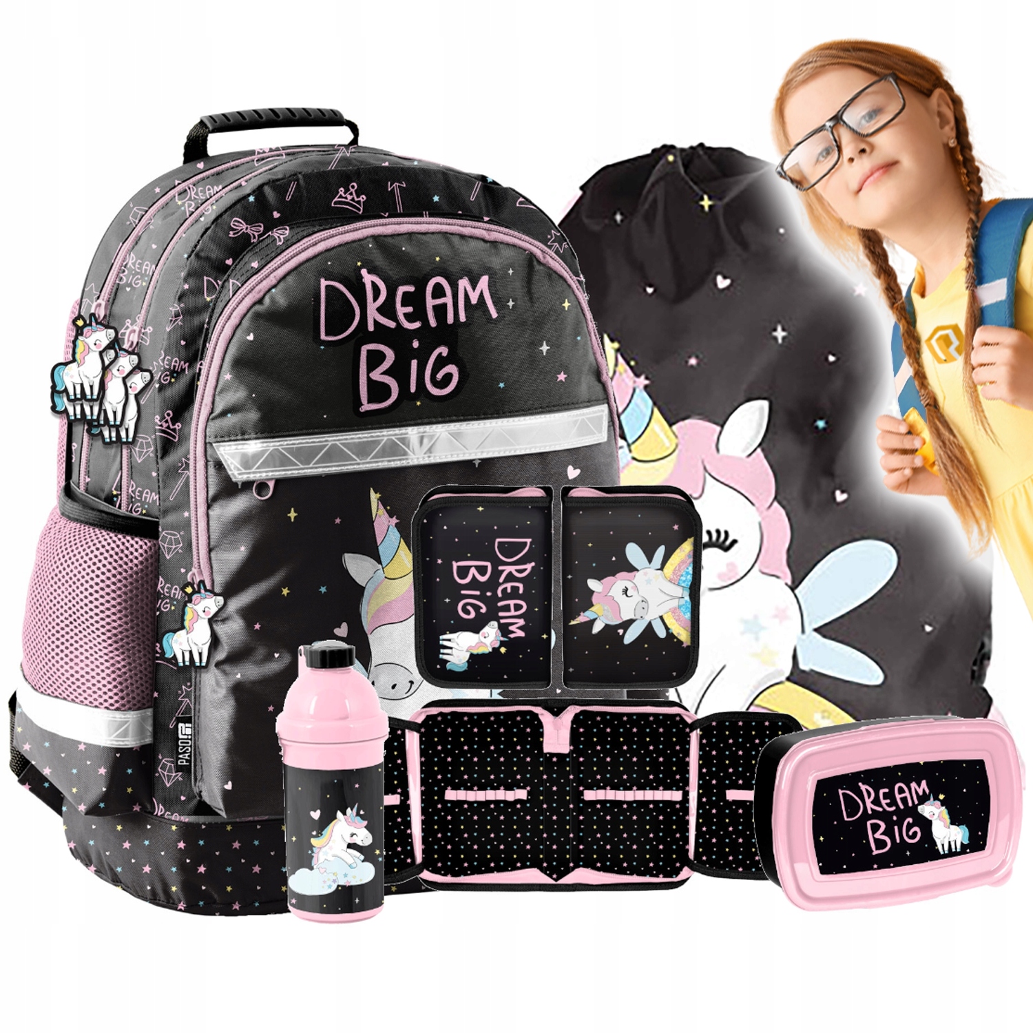 Plecak szkolny Jednorożec 1-3 klasa dla dziewczynki tornister zestaw