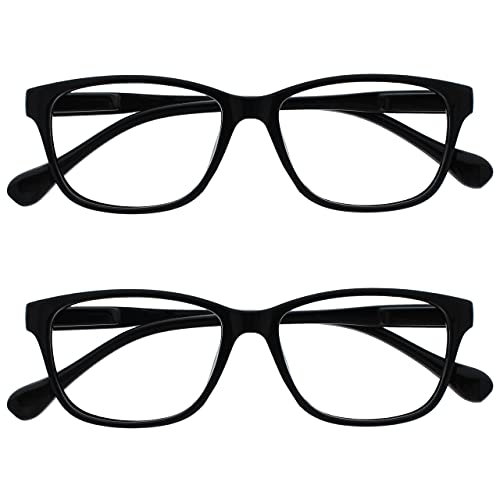 UV Reader Czarne lekkie okulary do czytania, wartość, 2 sztuki, designerski, styl dla mężczyzn i kobiet, z etui UVR2PK027BLK +2,50