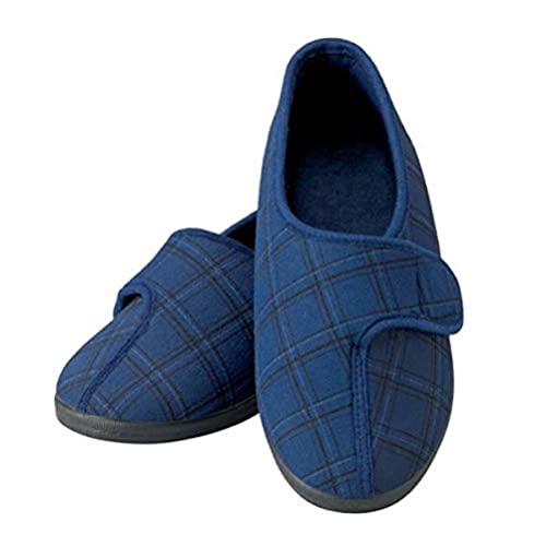 Homecraft Męskie kapcie w pętli Check Low Top UK Size 8, niebieskie