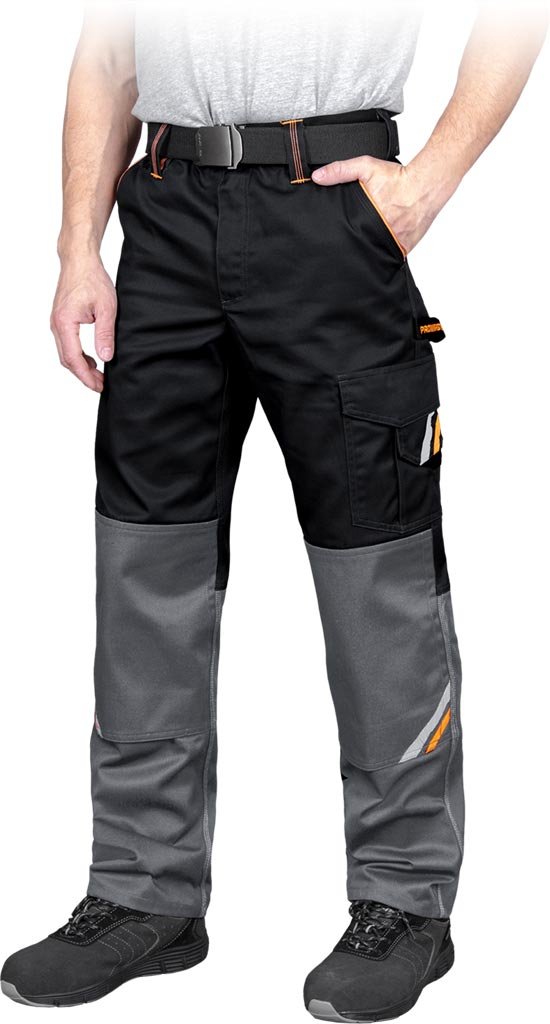 Spodnie ochronne do pasa czarno-pomarańczowo-szary roz.56