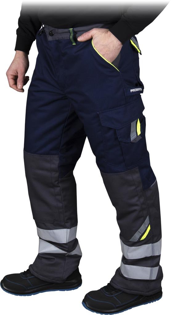 Spodnie ochronne ocieplane do pasa granatowo-żółto-szary roz.XL