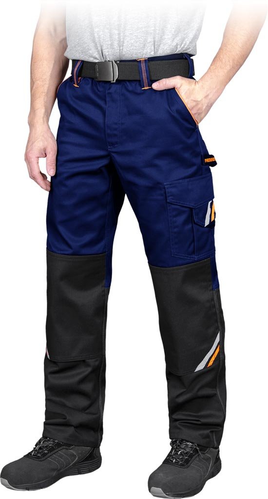 Spodnie ochronne do pasa niebiesko-czarno-pomarańczowy roz.52