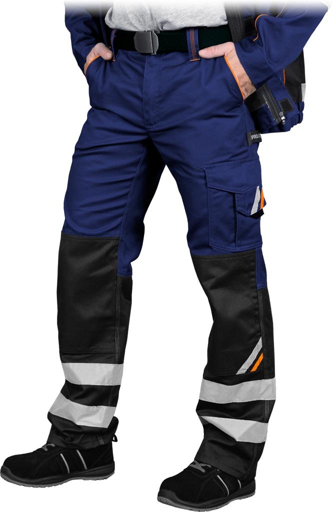 Spodnie ochronne do pasa niebiesko-czarno-pomarańczowy roz.46