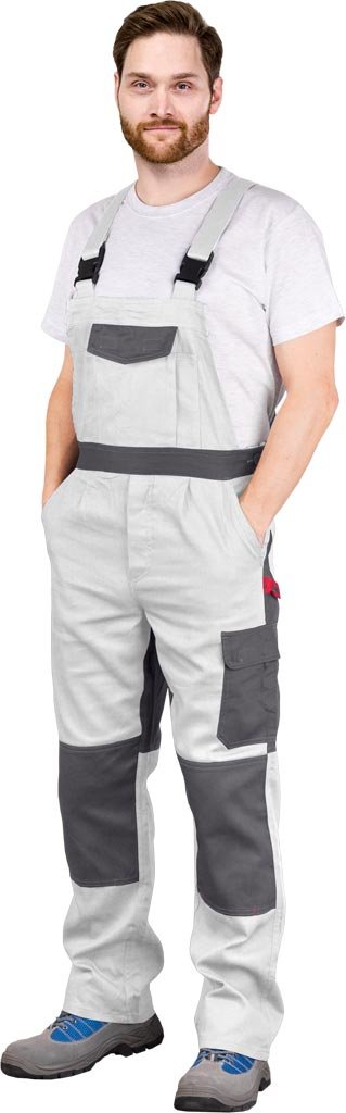 Spodnie ochronne ogrodniczki biało-szary roz.60