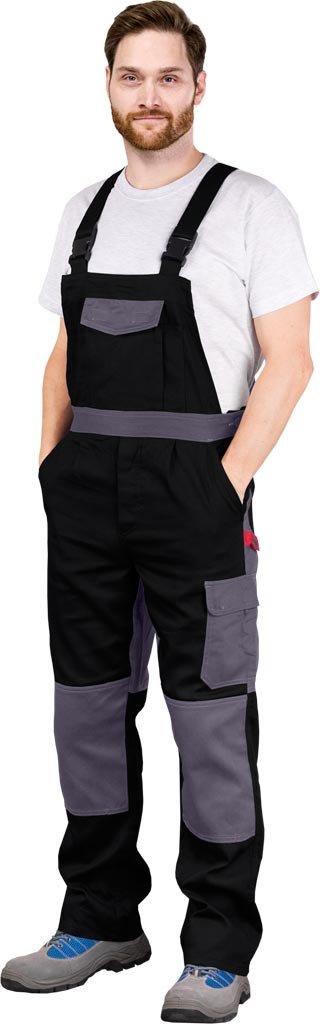 Spodnie ochronne ogrodniczki czarno-szary roz.50