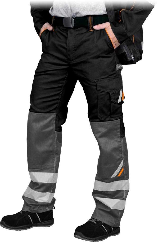 Spodnie ochronne do pasa czarno-pomarańczowo-szary roz.50
