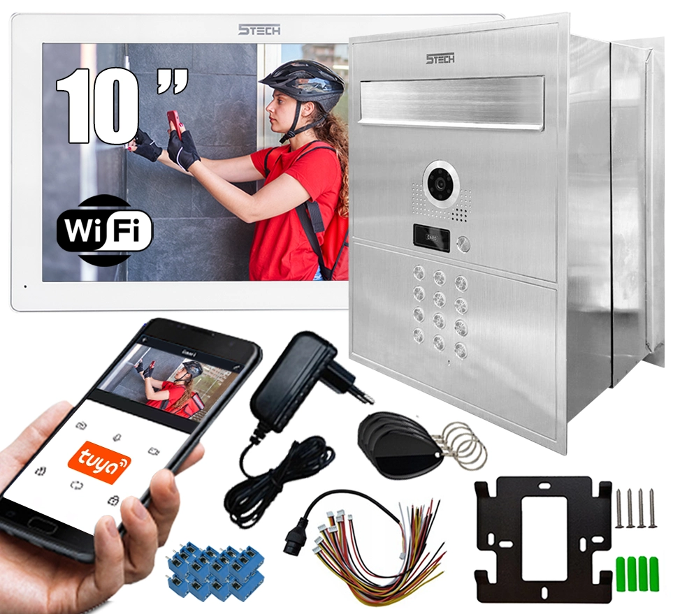 Wideodomofon 2-żyłowy WiFi ze skrzynką na listy 5tech 82218 Virgo 10"(W) Android iOS