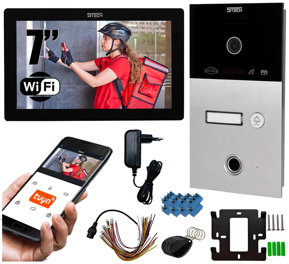 Wideodomofon 2 przewodowy 5TECH TWIN monitor 7" VIRGO ONE(B)/82253 Odcisk palca