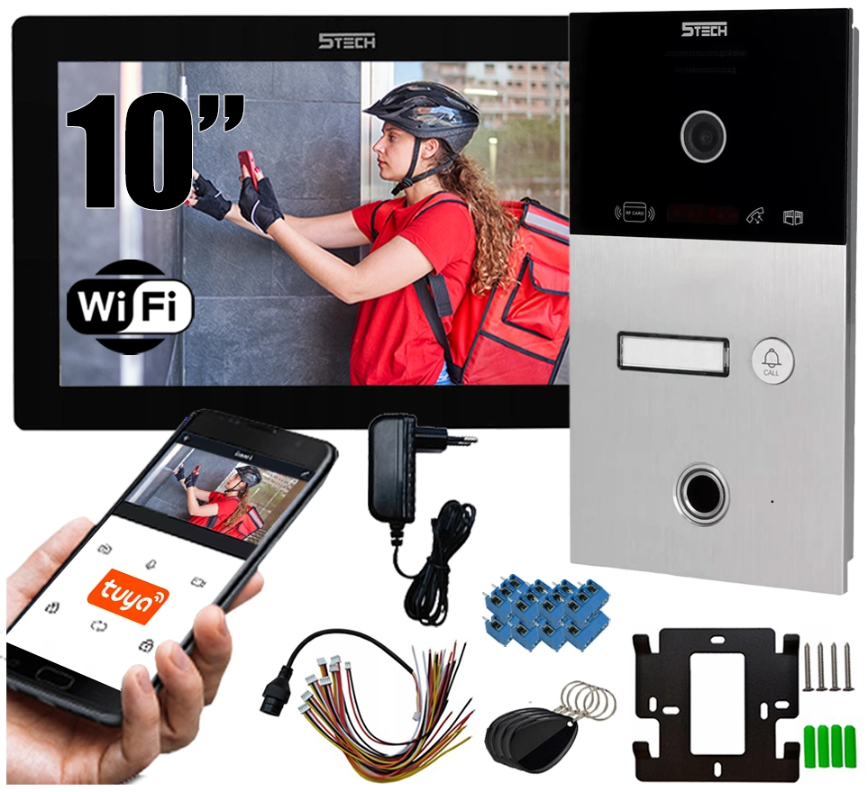 Wideodomofon 2 przewodowy 5TECH TWIN monitor 10" VIRGO(W)/82253 Odcisk palca