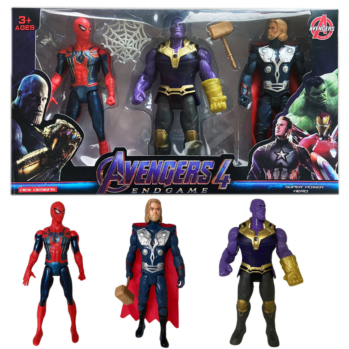 WKS, AVENGERS 4 Duży Zestaw Figurek Spiderman Thanos