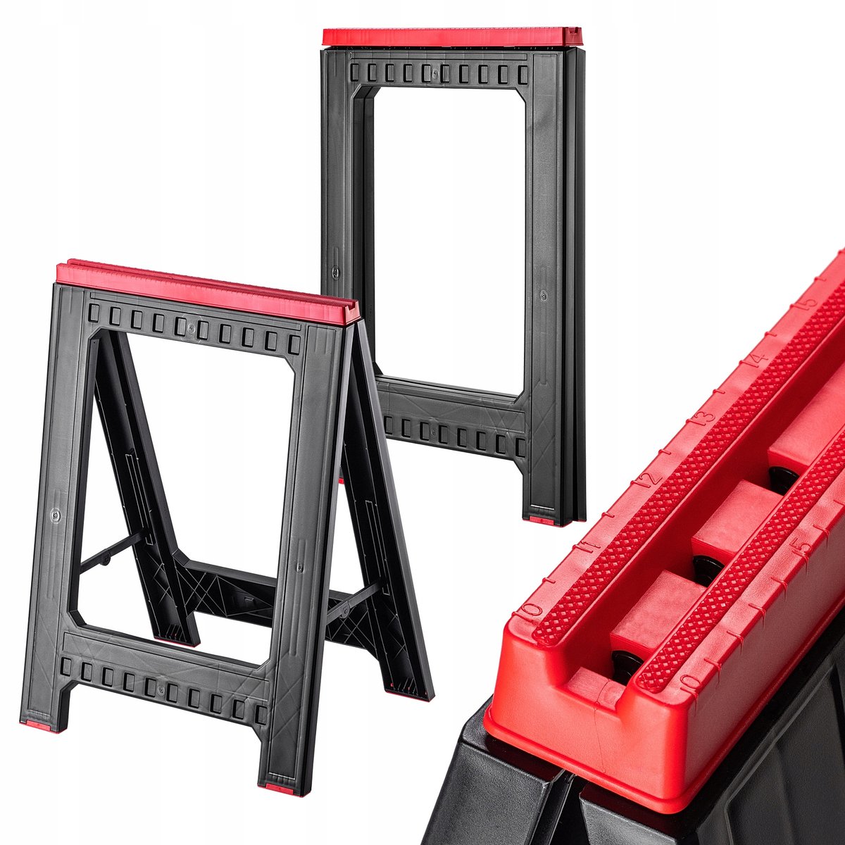 Koziołek warsztatowy Vervik, 77 cm, czarno-czerwony, 2 szt.