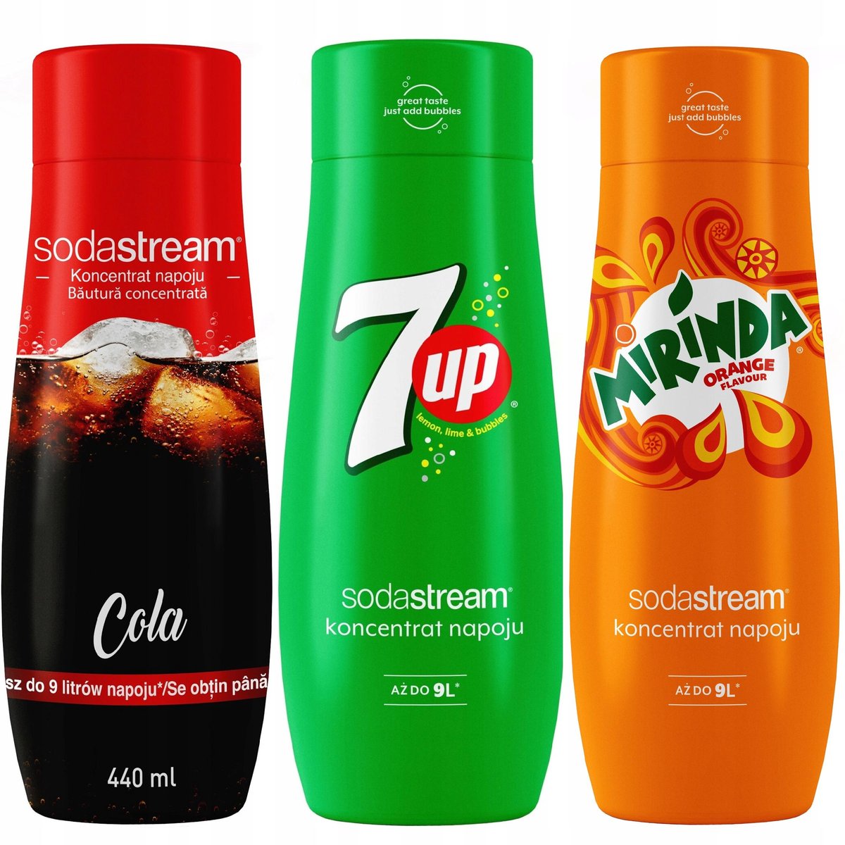 Sodastream Koncentrat zestaw Cola 7UP Mirinda