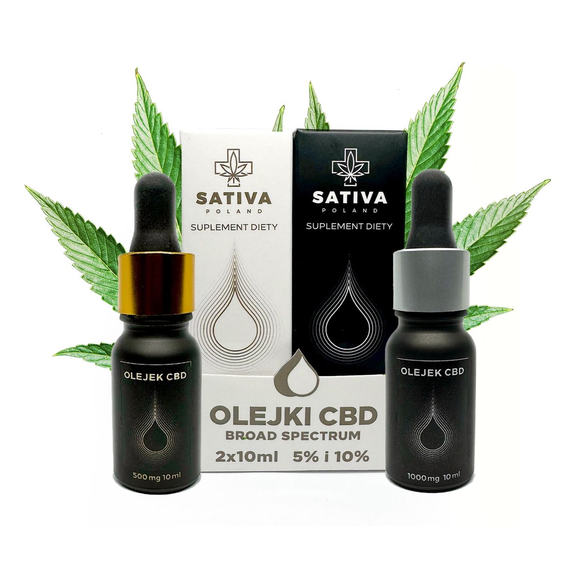 Sativa Poland, Olejki Cbd Zestaw 2x10ml 5+10% Cbd