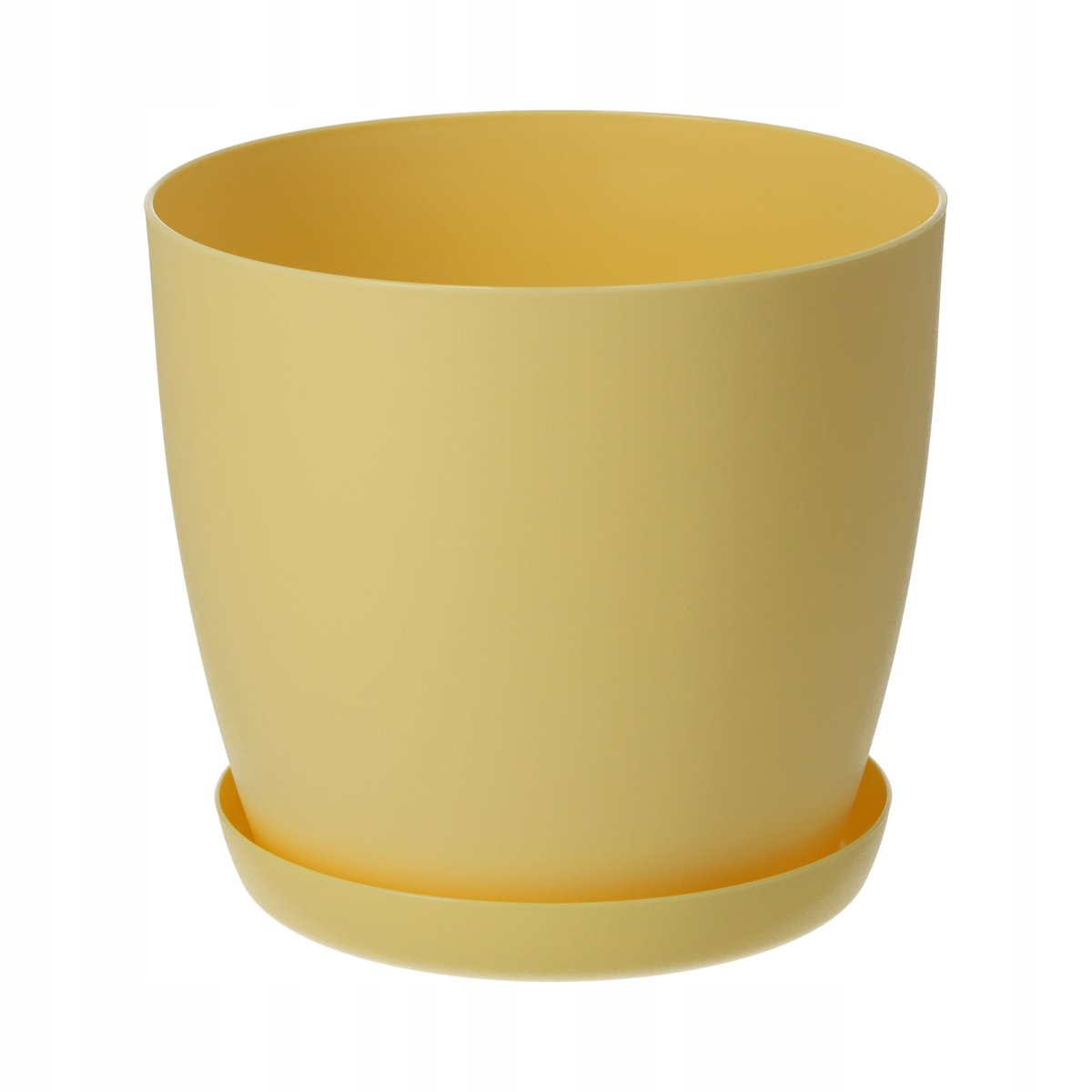Doniczka Agen z podstawką 30 cm, matowa żółta