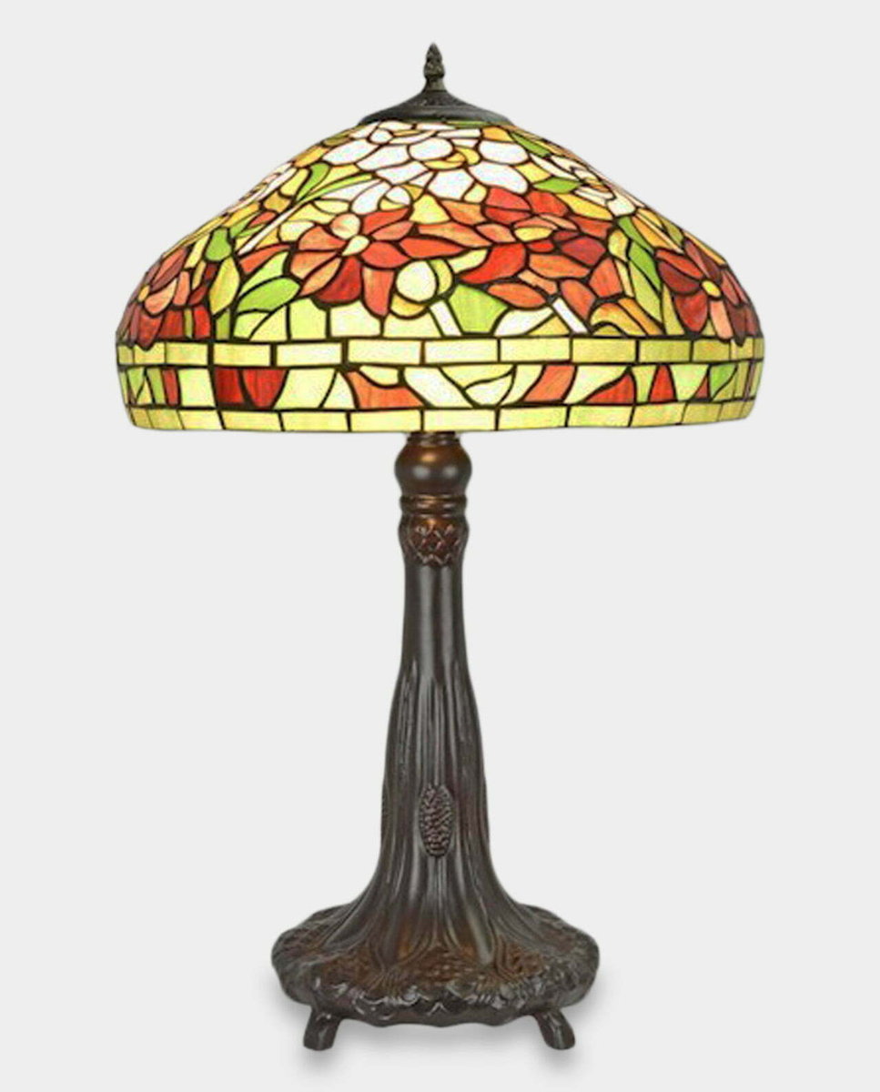 Lampa Witrażowa w Stylu Tiffany Czerwone Kwiaty