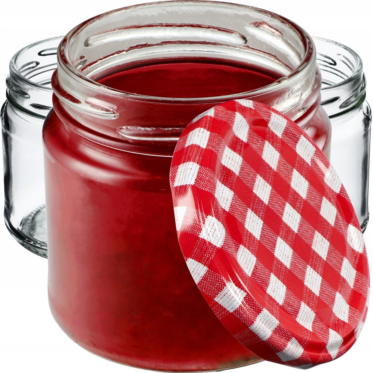 Słoiki na przetwory Lerma 200ml 50 szt. 66mm + wieczka czerwona krata