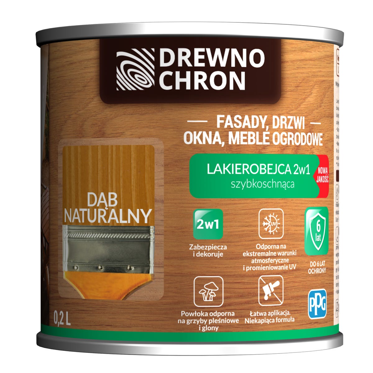 Lakierobejca Ochronno-dekoracyjna 0.2 l Jasny dąb Drewnochron 5904000045946