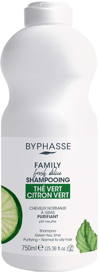 Byphasse Family Fresh Delice szampon z limonką i zieloną herbatą do włosów normalnych i przetłuszczających się 750 ml (8436097095452)