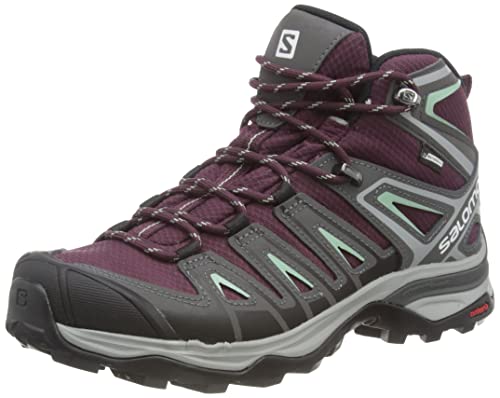 Salomon Damskie buty trekkingowe X Ultra Pioneer Mid Climasalomon wodoodporne buty do biegania w terenie, Degustacja wina/magnes/zielony granit, 37.5 EU