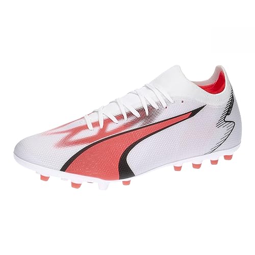 PUMA Męskie buty piłkarskie Ultra Match Mg, Puma White PUMA Black Fire Orchidea, 44 EU