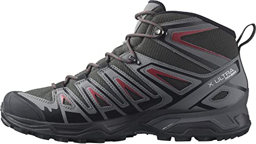 Salomon Męskie buty trekkingowe X Ultra Pioneer MID CLIMASALOMON wodoodporne buty trekkingowe, Torf/Cichy Cień/Jazda na rowerze Czerwony, 9