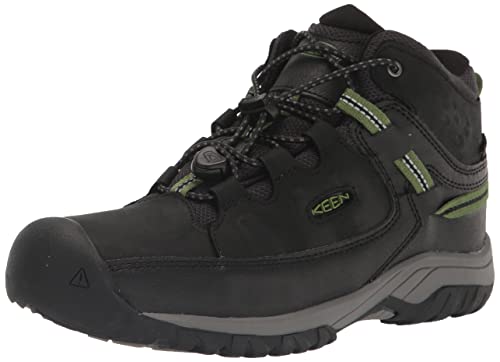KEEN Targhee Mid Height Waterproof Hiking Boots, Black/Campsite, 8 US Unisex Little Kid