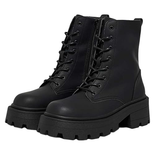 ONLY Damskie botki ONLBANYU-3 PU Monochromatyczne LACE Boot NOOS, czarne, rozmiar 39 EU, czarny, 39 EU