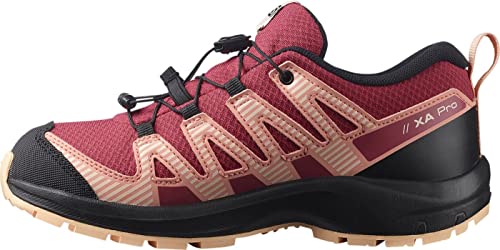 Salomon XA Pro V8 Climasalomon Waterproof Dziecięce buty outdoorowe, Precyzyjne skoki, Grip na każdym terenie, sportowy wygląd, Multicolor Earth Red Black Almond Cream, 34 EU
