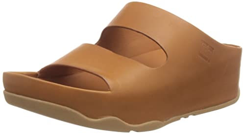 Fitflop Shuv Two Bar Leather Slides, Sandały damskie Ciabatta, Lekki Tan, 43 EU