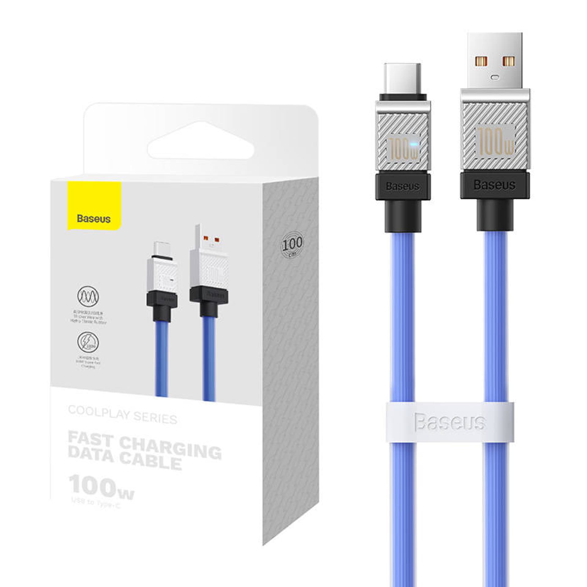 Zdjęcia - Kabel BASEUS  CoolPlay USB - USB-C 1m 100W niebieski 