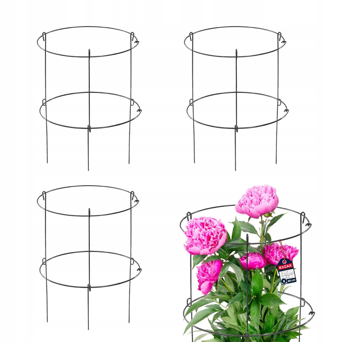 KADAX 3x Podpora Do Roślin Kwiatów 60cm Obejma