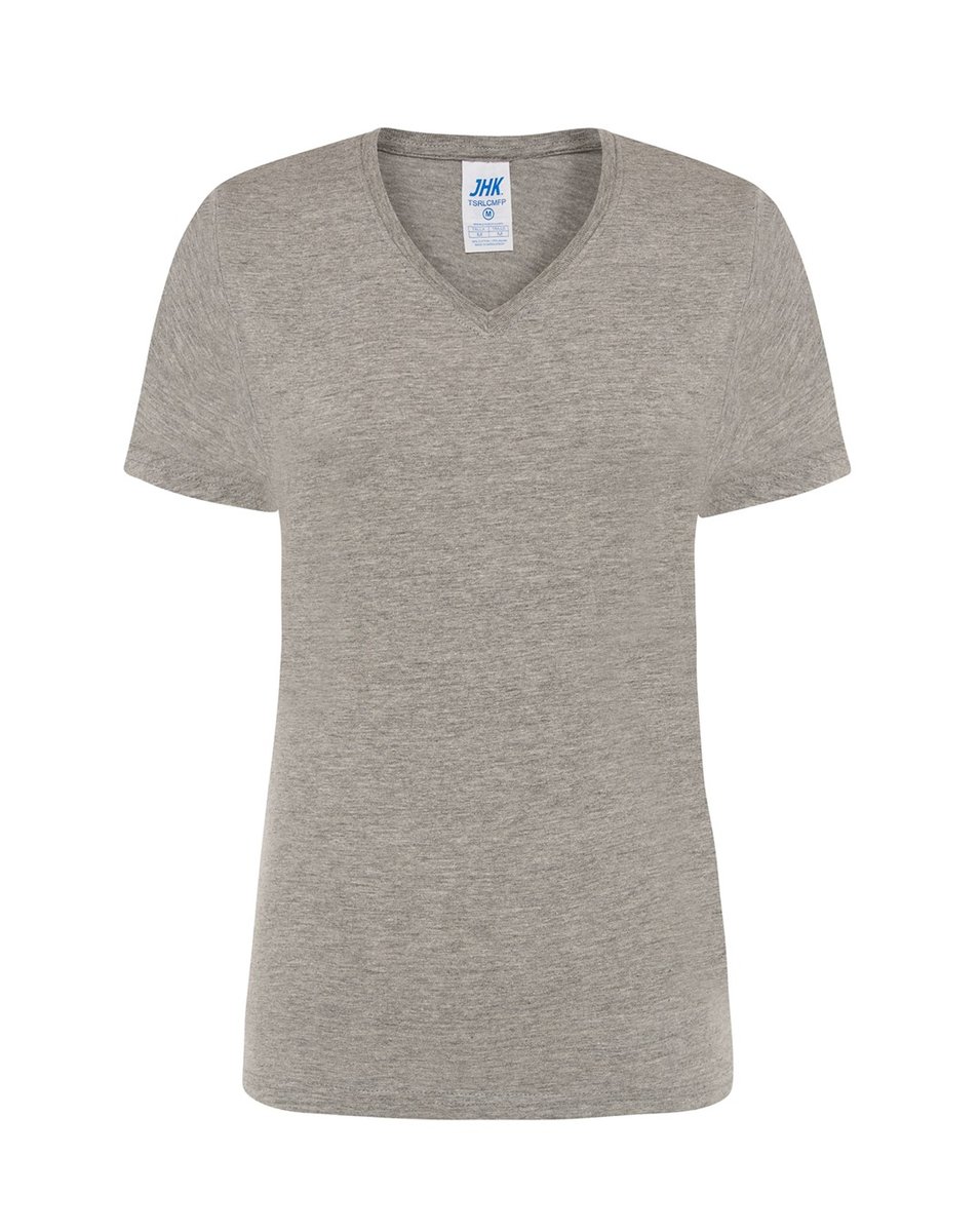 T-shirt Damski szary dekolt w serek roz. XXL