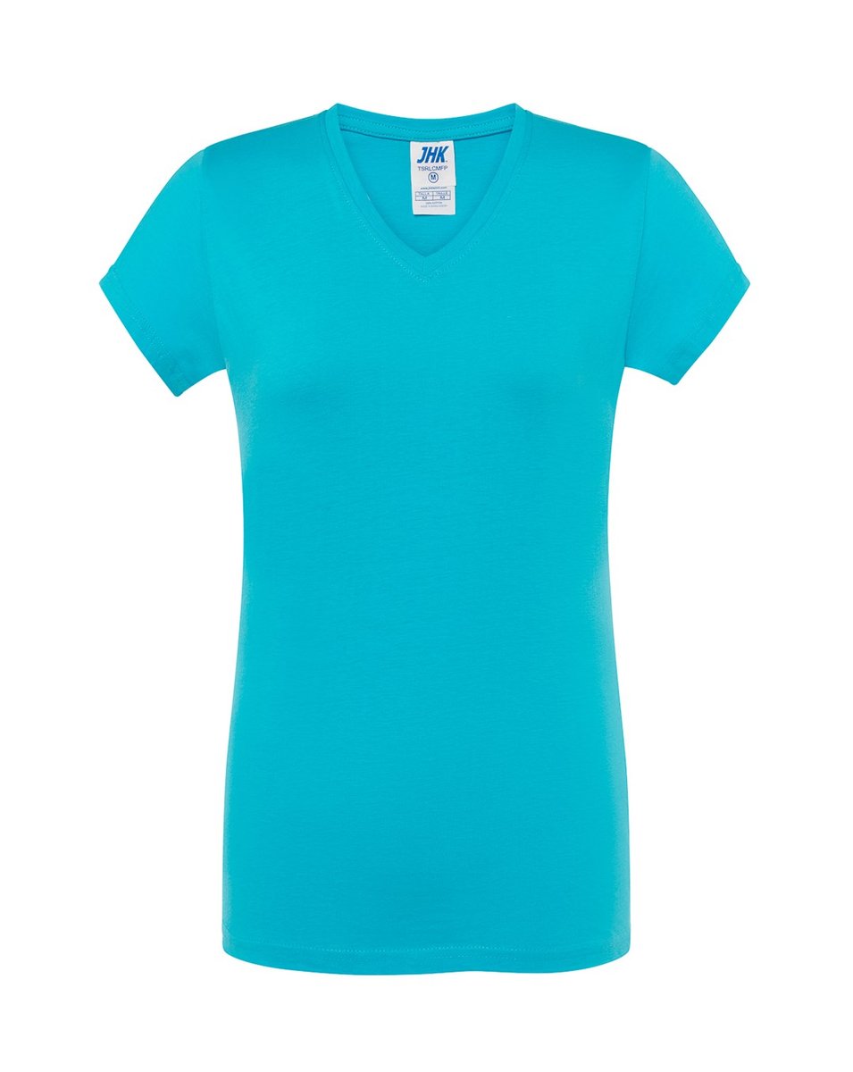 T-shirt Damski turkusowy dekolt w serek roz. XL