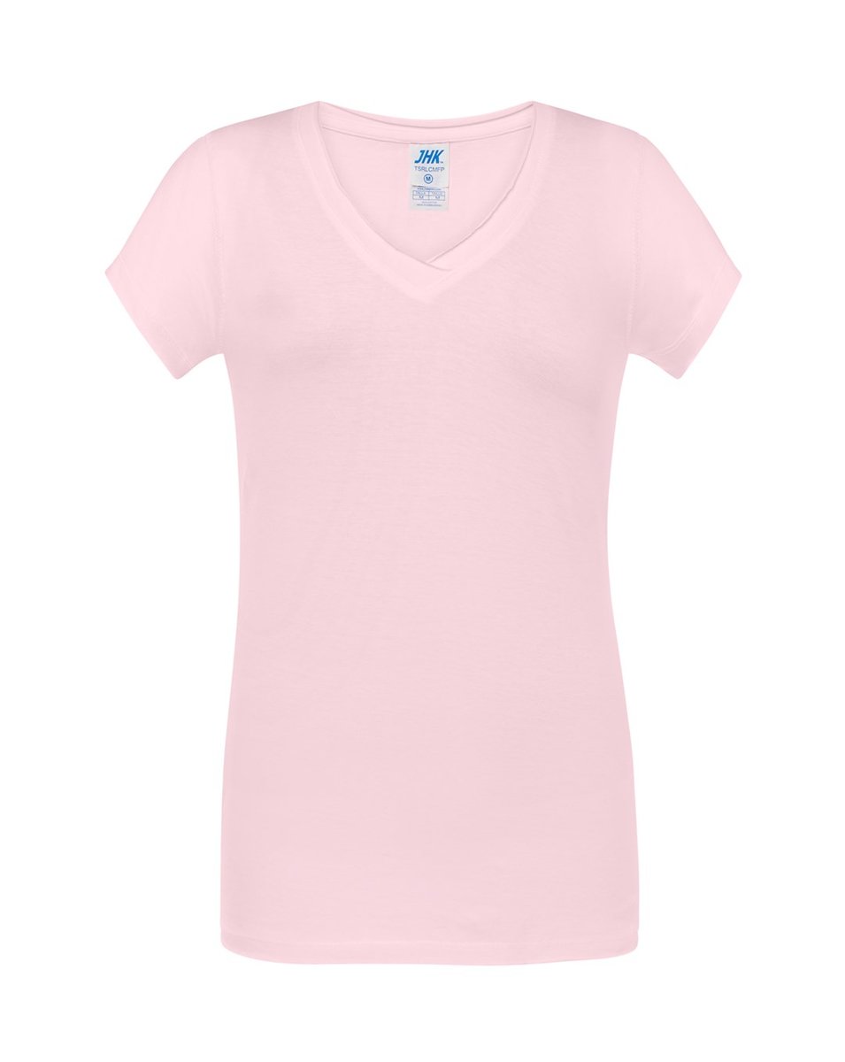 T-shirt Damski różowy dekolt w serek roz. XXL