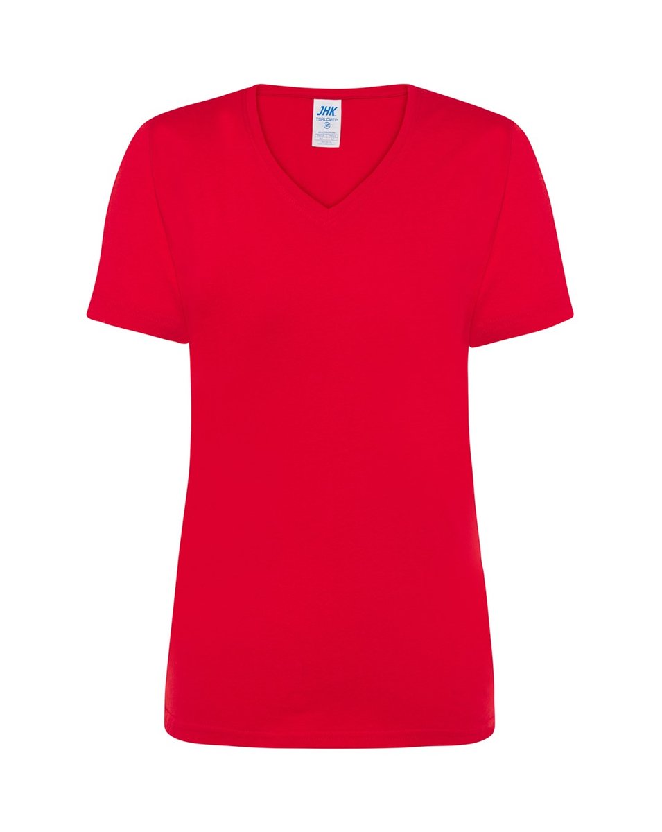 T-shirt Damski czerwony dekolt w serek roz. XL