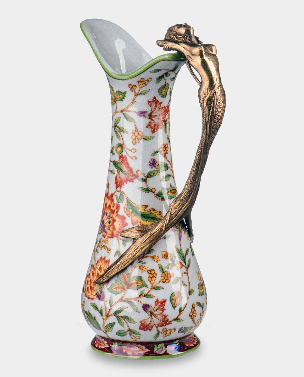Porcelanowy Dzbanek z Syreną w Kwiaty