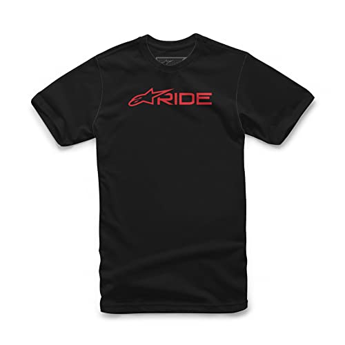 Alpinestars Męski T-shirt z bawełny SS ~ Ride 3.0 czarno-czerwony