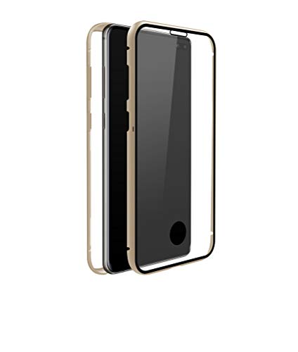White Diamonds - Etui ochronne 360° kompatybilne z Samsung Galaxy S10 I przezroczyste, pełna ochrona, szklane etui, zamknięcie magnetyczne (przezroczyste ze złotą ramką)