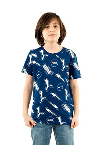 PUMA Alpha AOP Tee B Koszulka męska, Niebieski, 8 ans