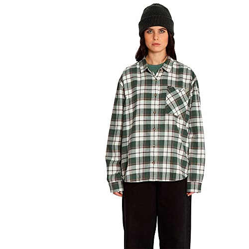 Volcom Plaid to Meet U Ls Damska koszulka z długim rękawem, Ciemna sosna, M