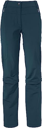 VAUDE Wanderhose Damen Farley Stretch Capri T-Zip III, regulowane zapięcie na zamek trekkingowe, Bequeme Stretch-Wanderhose – pasek na ramiączkach i schnelltrocknend