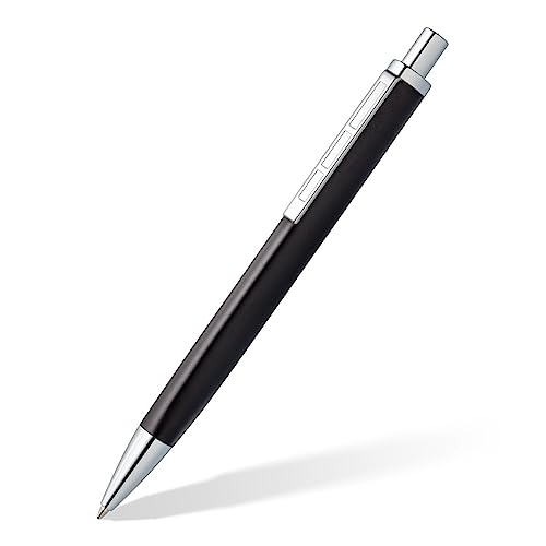STAEDTLER Długopis triplus 444 M, antyczny antracyt, wysokiej jakości metalowy korpus, ergonomiczny trójkątny kształt, mini duży M, niebieski atrament, 444 M09-3