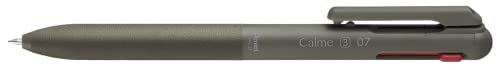 Pentel BXAC37D Calme 3-kolorowy długopis, dźwięk zatrzaskowy, skórzany uchwyt, wielokrotnego ładowania, piłka 0,7 mm = grubość skoku 0,35 mm, czarny/czerwony/niebieski, 1 sztuka