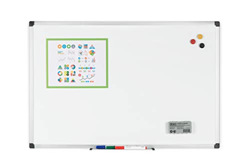 Bi-Office Maya magnetyczna tablica suchościeralna, emaliowana powierzchnia premium, zmywalna na sucho, tablica memo z aluminiową ramą i półką na długopisy, tablica magnetyczna, 105 x 75 cm